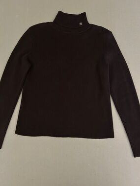 Ralph Lauren Black Ribbed Turtleneck Long Sleeve Top